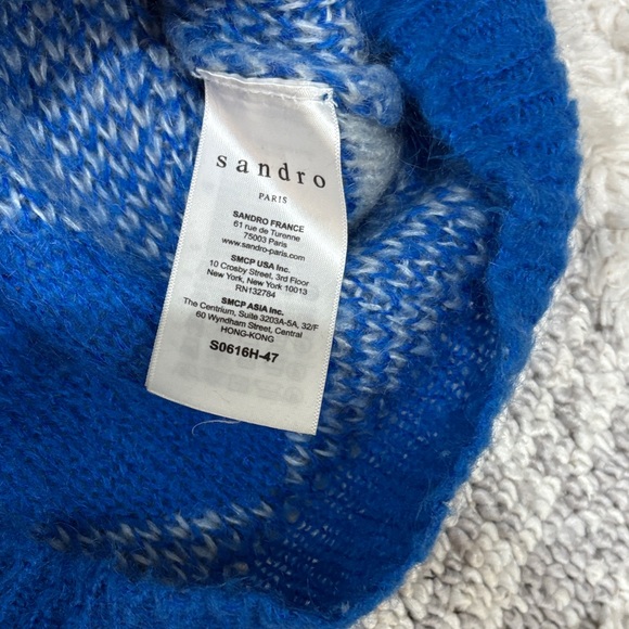 Sandro Royal Blue & Cream Argyle Crewneck Sweater - Women - Picture 2 of 4